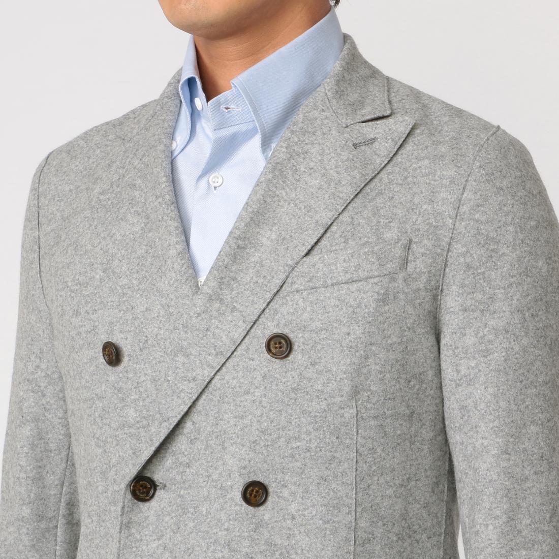 Eleventy Wool Flannel Double Breasted Jacket: Light Grey Eleventy Wool Flannel Double Breasted Jacket: Light Grey