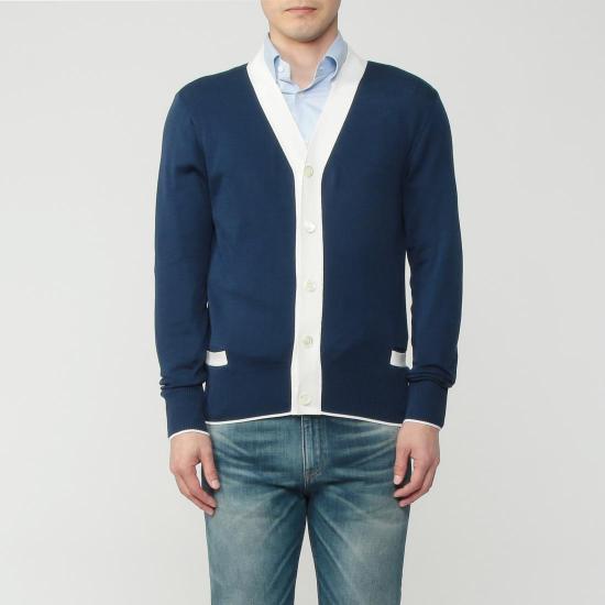 Cotton V-neck Cardigan 1212024: Navy Cotton V-neck Cardigan 1212024: Navy
