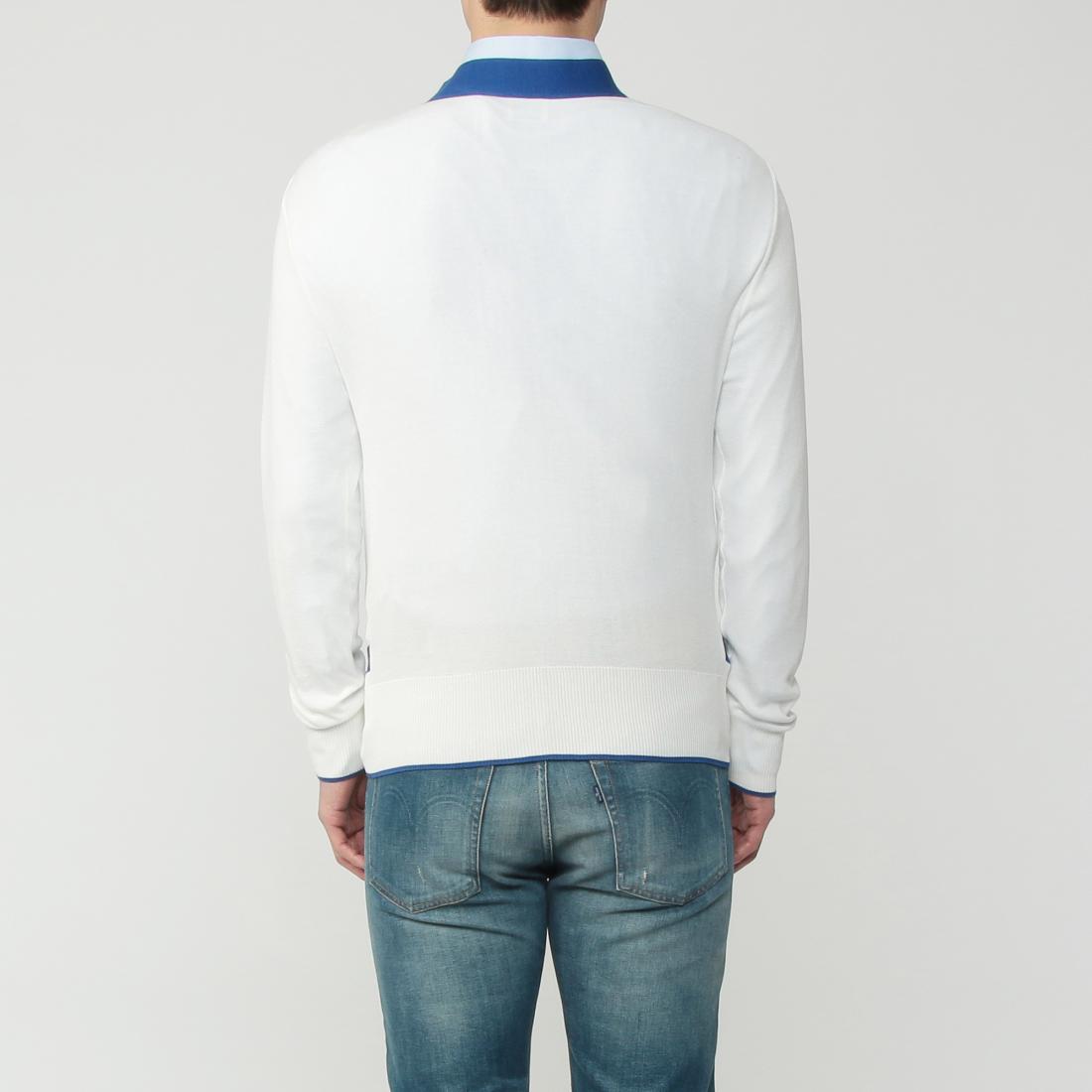 Cotton V-neck Cardigan 1212024: White Cotton V-neck Cardigan 1212024: White
