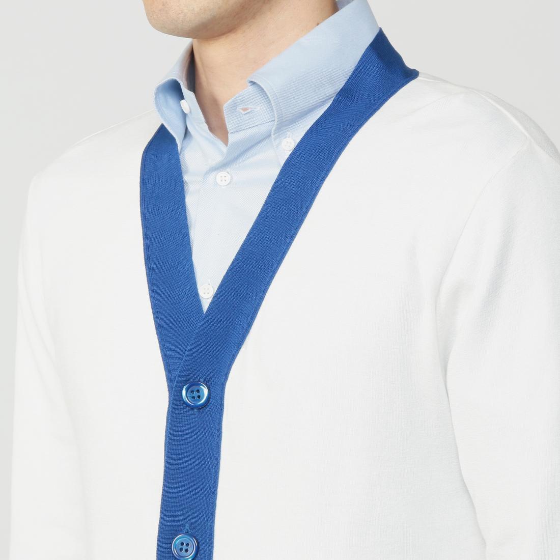 Cotton V-neck Cardigan 1212024: White Cotton V-neck Cardigan 1212024: White