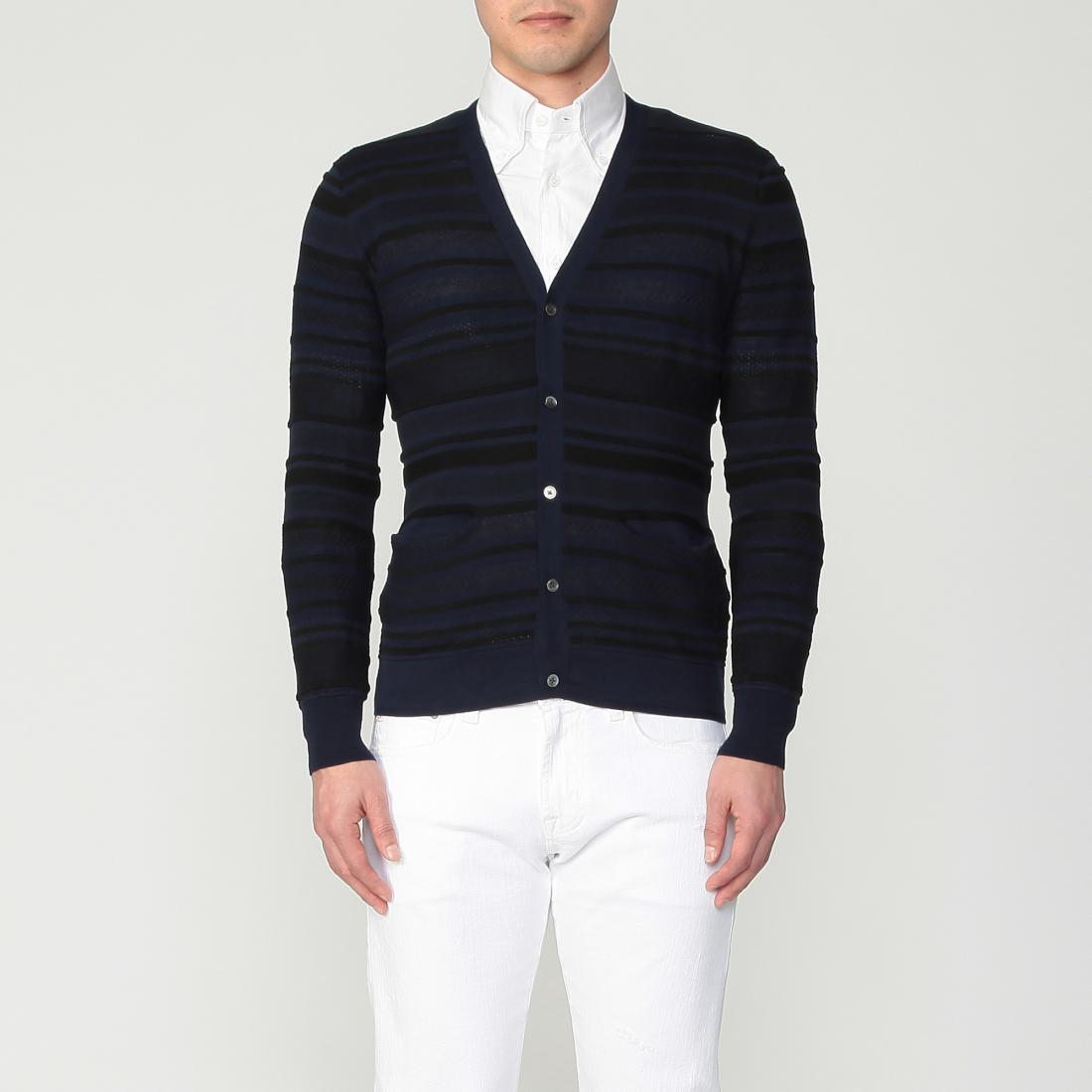 Cotton Stripe Cardigan 1214447: Black Cotton Stripe Cardigan 1214447: Black