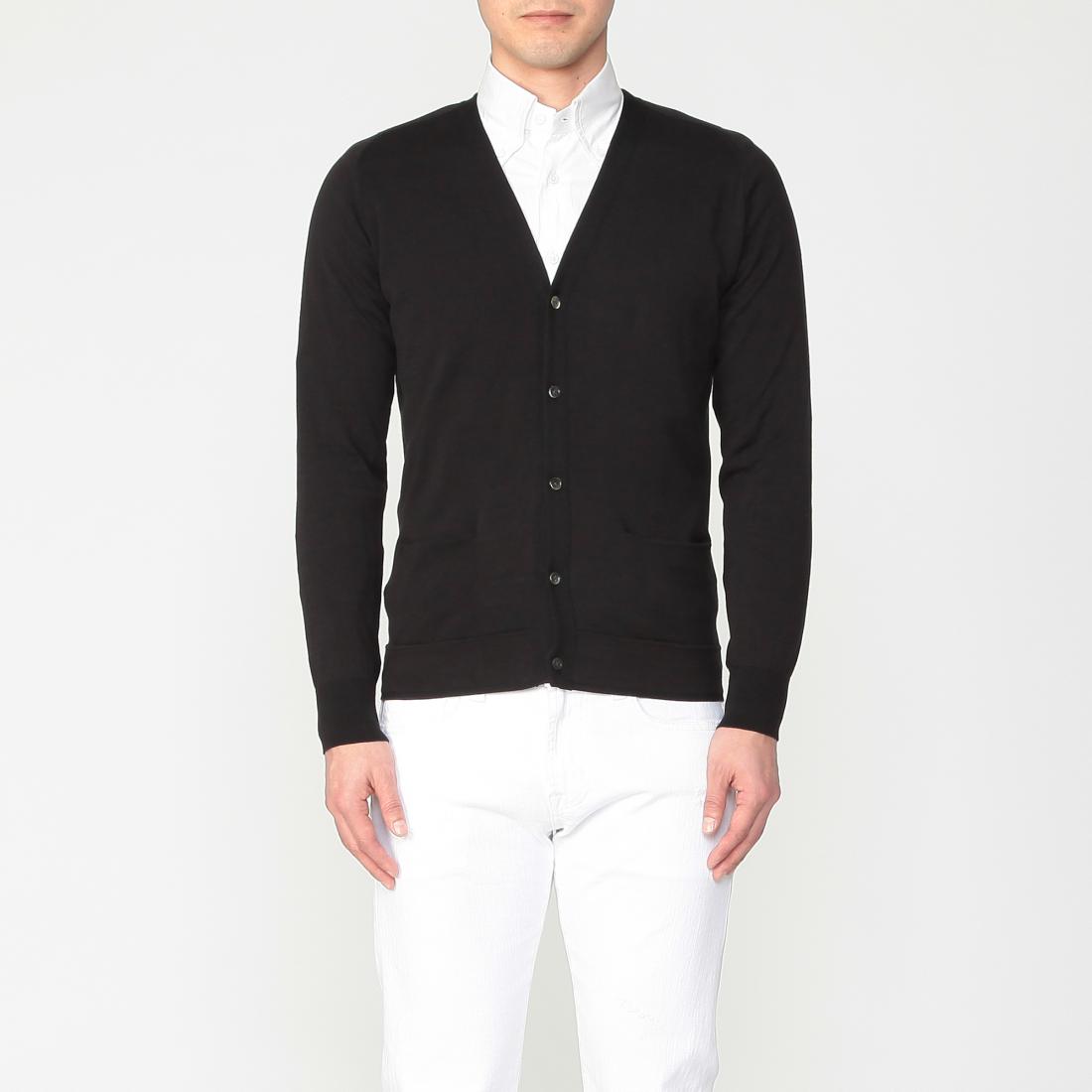 Cotton Silk Cardigan 1214448: Black Cotton Silk Cardigan 1214448: Black