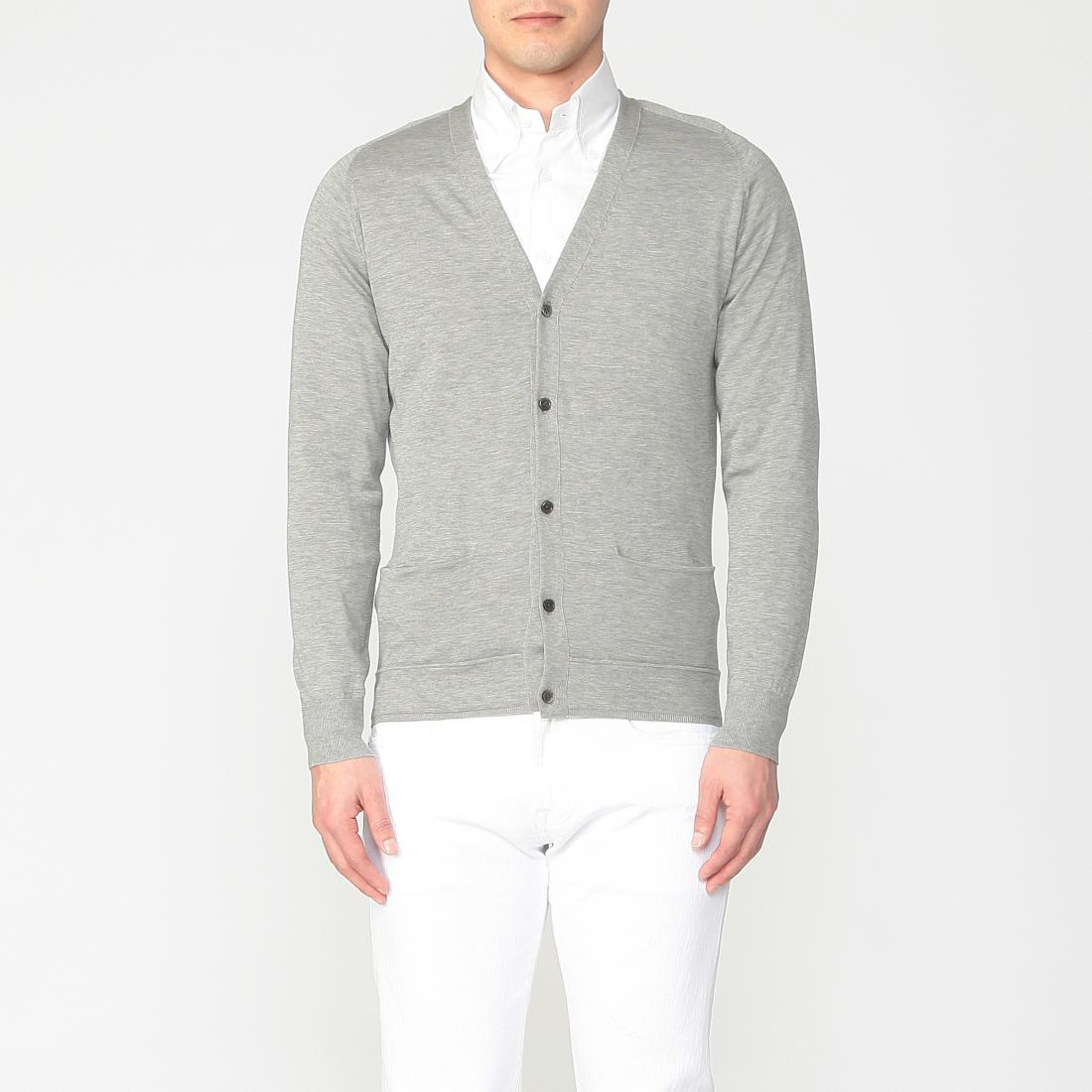 Cotton Silk Cardigan 1214448: Grey Cotton Silk Cardigan 1214448: Grey